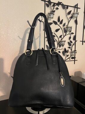 Cynthia Rowley Black Dome Satchel with Gold Hardware